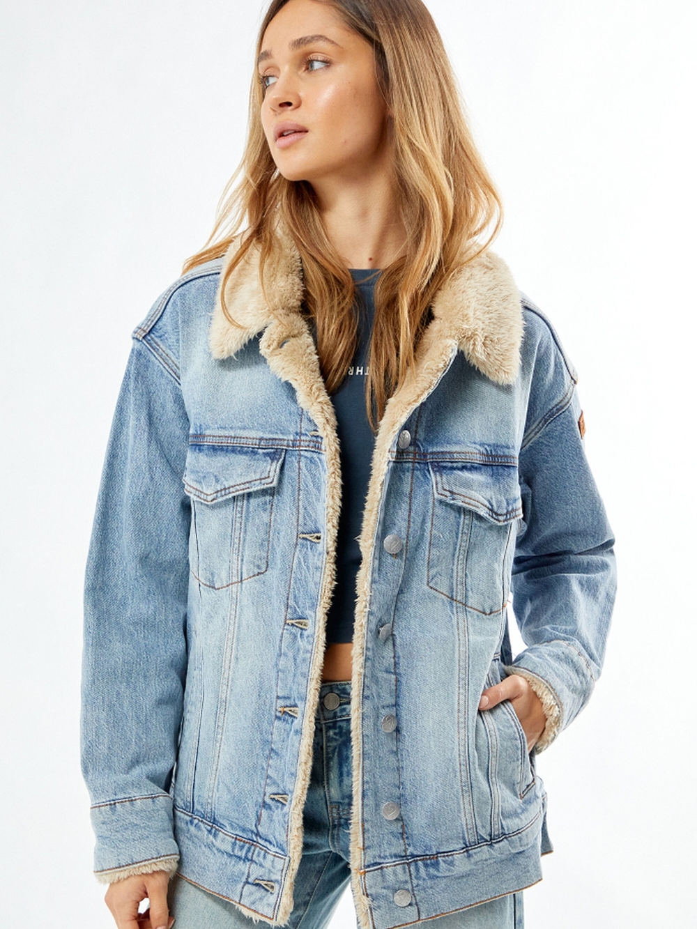 Roxy So Amped Sherpa Denim Jacket